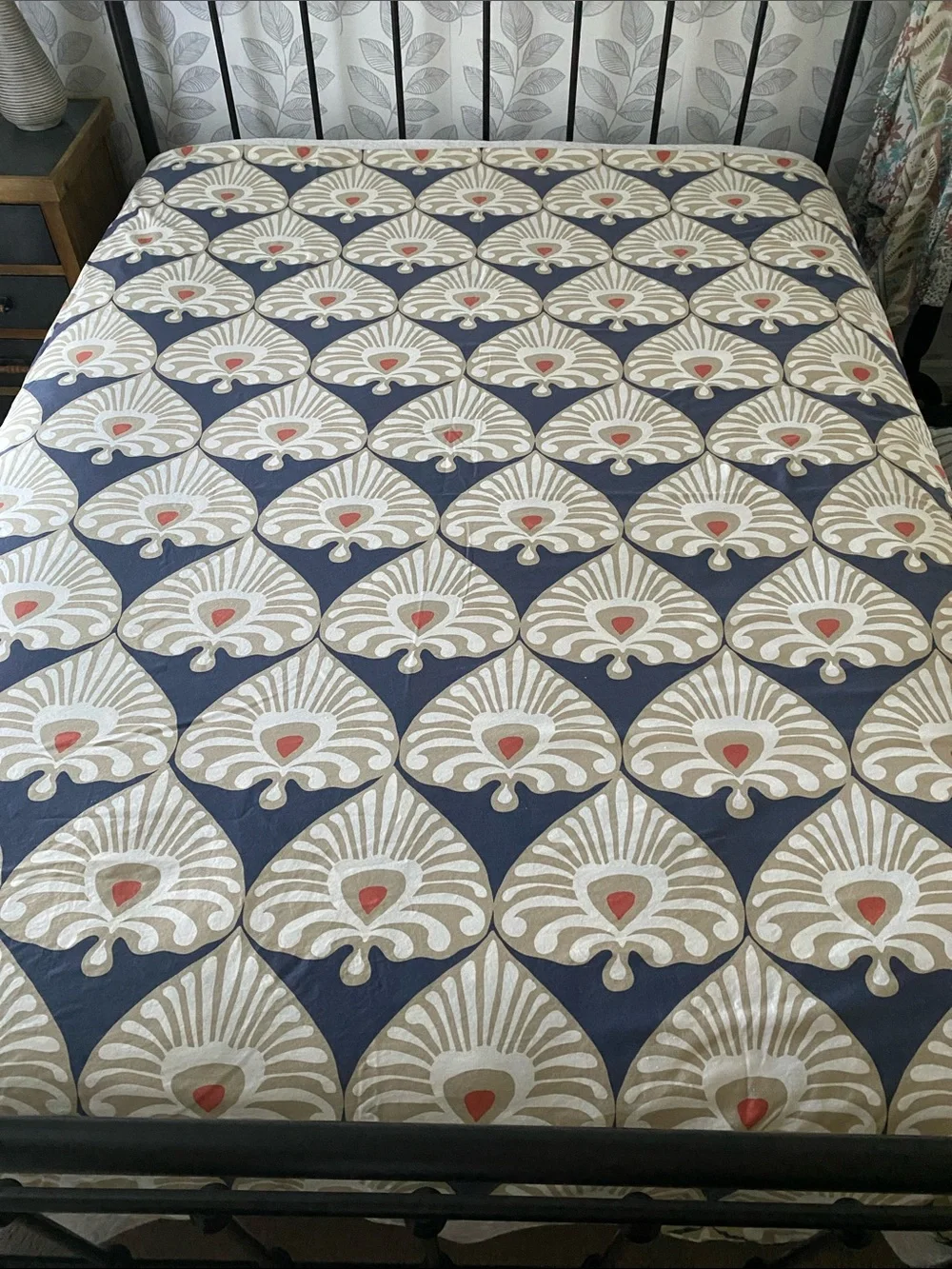 Serena & Lily “Palmetto” Full/Queen 100% Cotton Duvet Cover blue, tan, copper